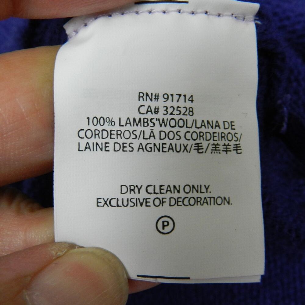 Armani Exchange Lambswool Deep V Neck Button Sweater Size M Indigo Purple Knit - Picture 7 of 8